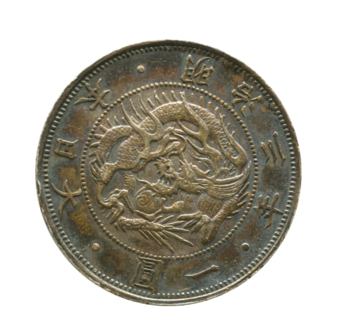 旧1円銀貨 明治3年 有輪 下半増貝円